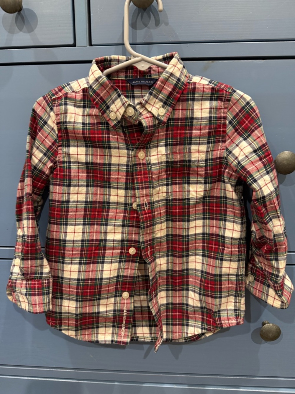 Janie and Jack Red & Green Tartan Button-Down Shirt for Kids